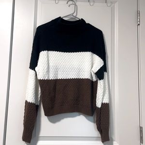 Brown, white, black sweater